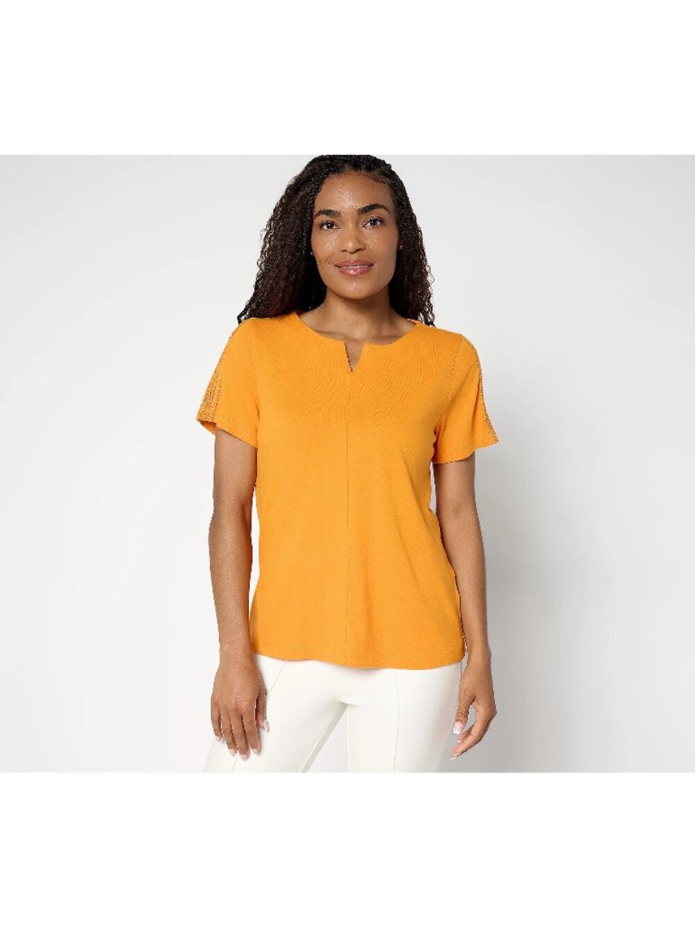 Lawrence Zarian BEAUTIFUL Short Sleeve Knit Top Lace Clementine L A693059 LN/OP